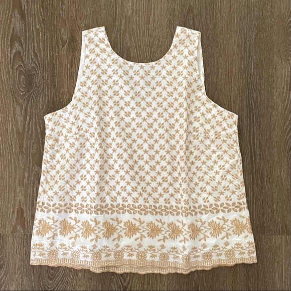LOFT cotton embroidered V-Back Top Size Small - Picture 5 of 7